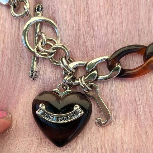 Juicy Couture Y2K Tortoiseshell & Silver-tone Puffy Heart Starter Vintage Charm - Picture 5 of 6